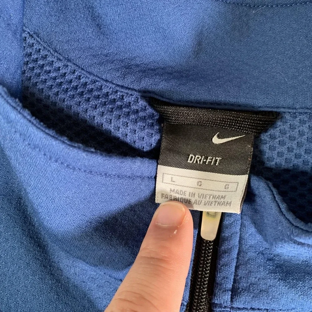VTG‎ Nike Dri-FIT Pullover Mens L Blue Quarter Zip Long Sleeve Running Training